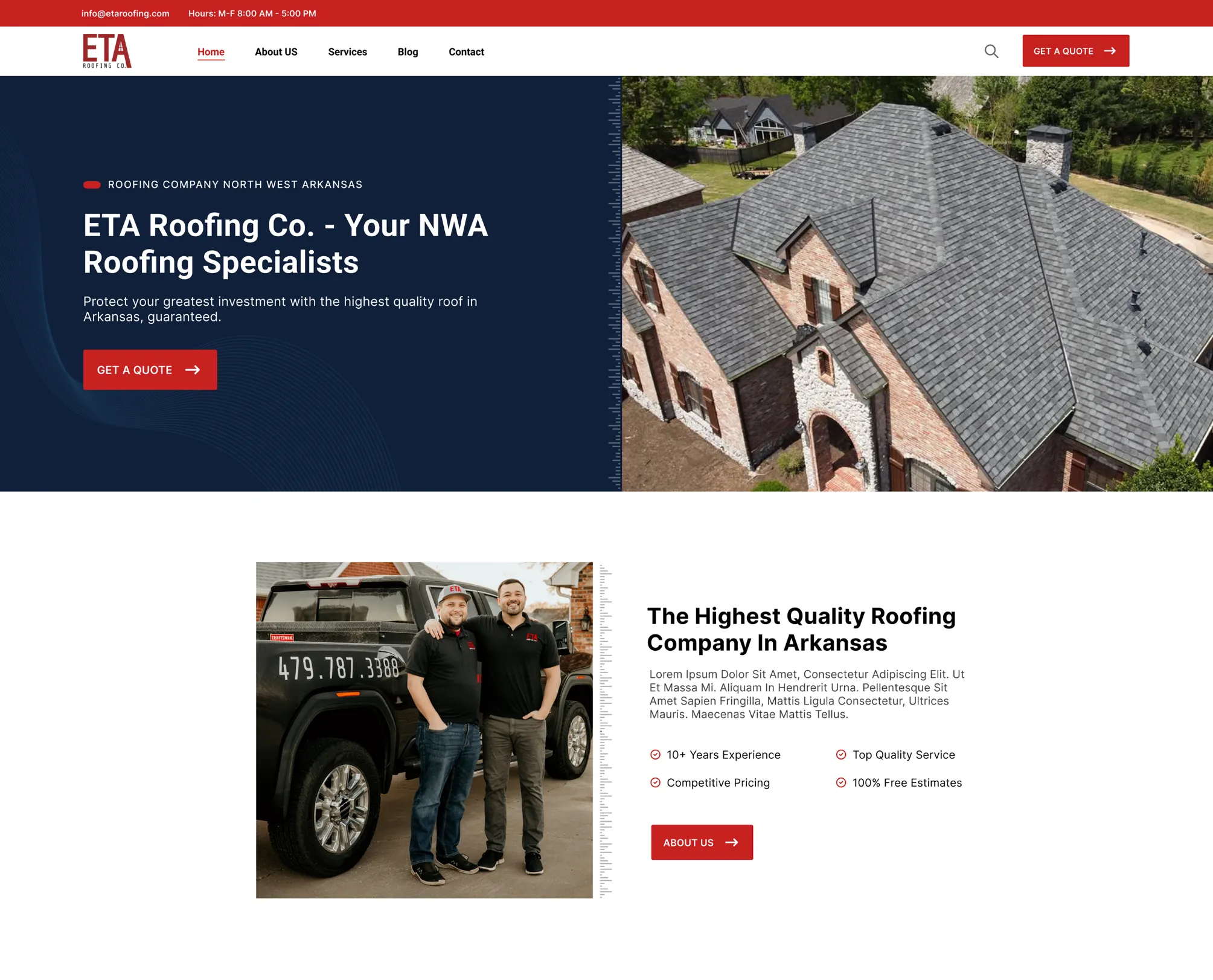 ETA Roofing website design