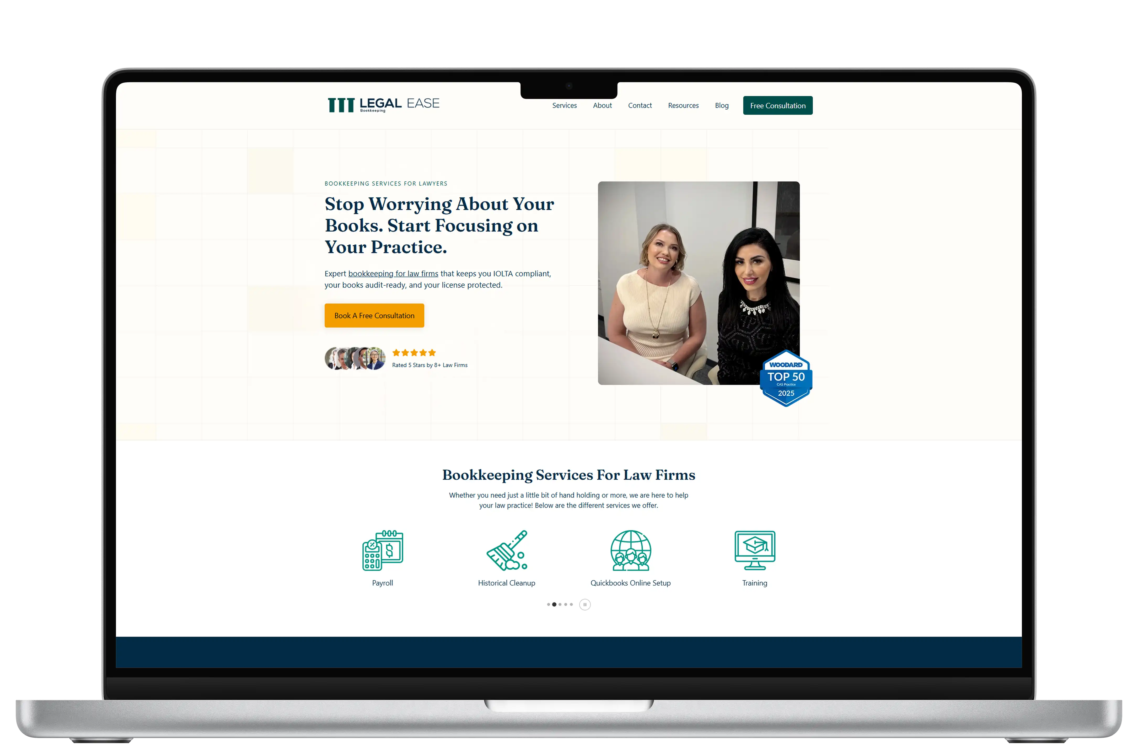 Legal Ease Bookkeeping website, built by Wright Agency