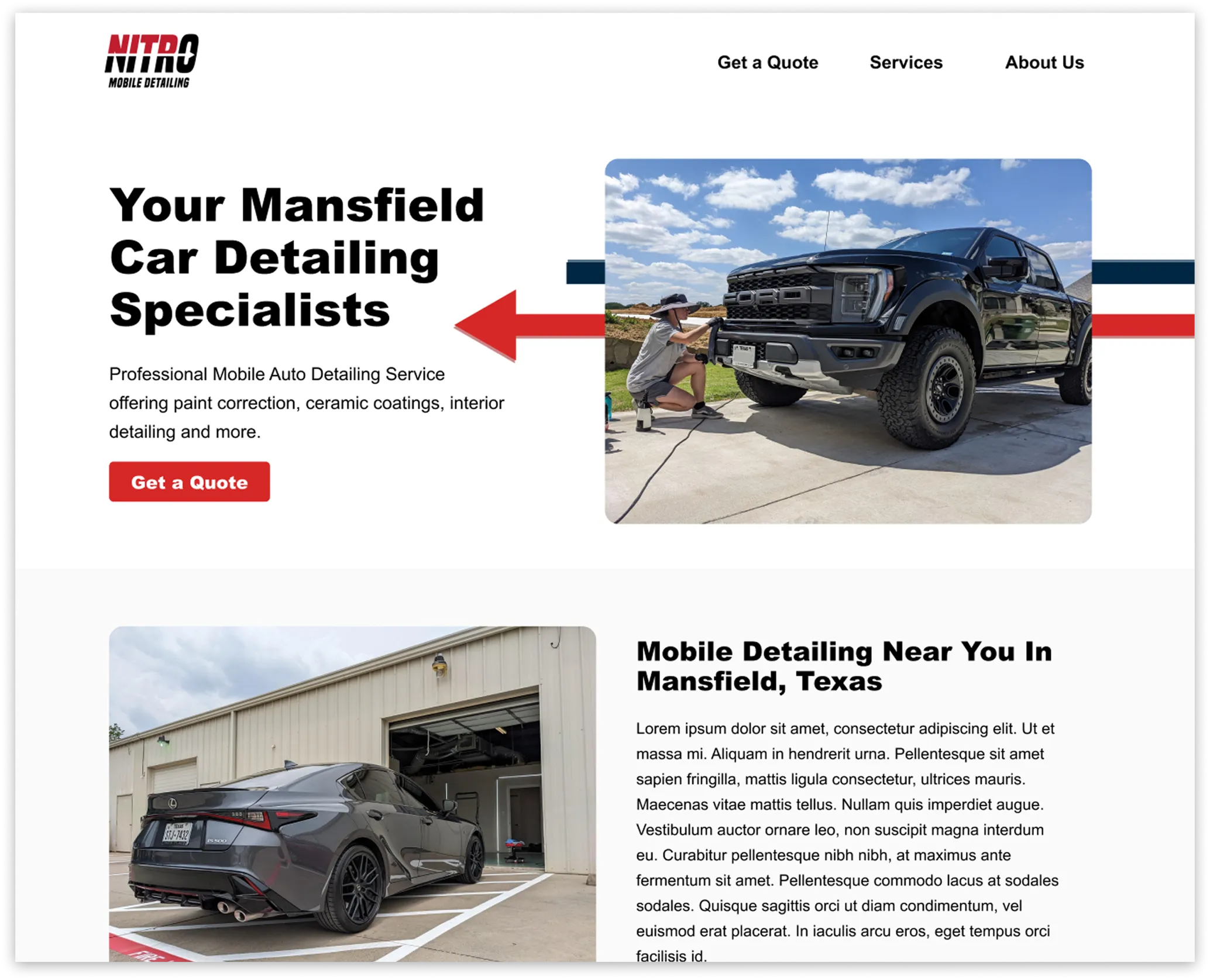 Nitro website design
