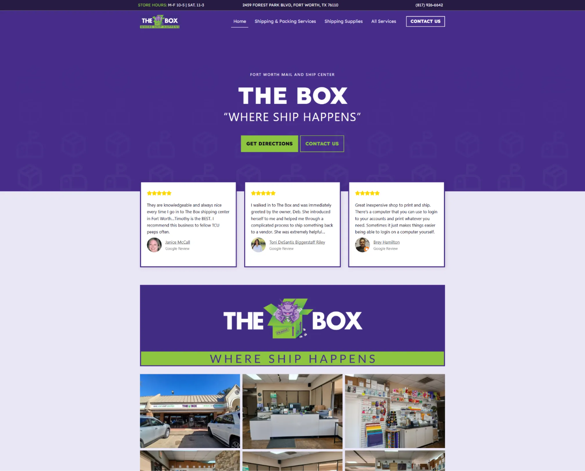 The Box website design
