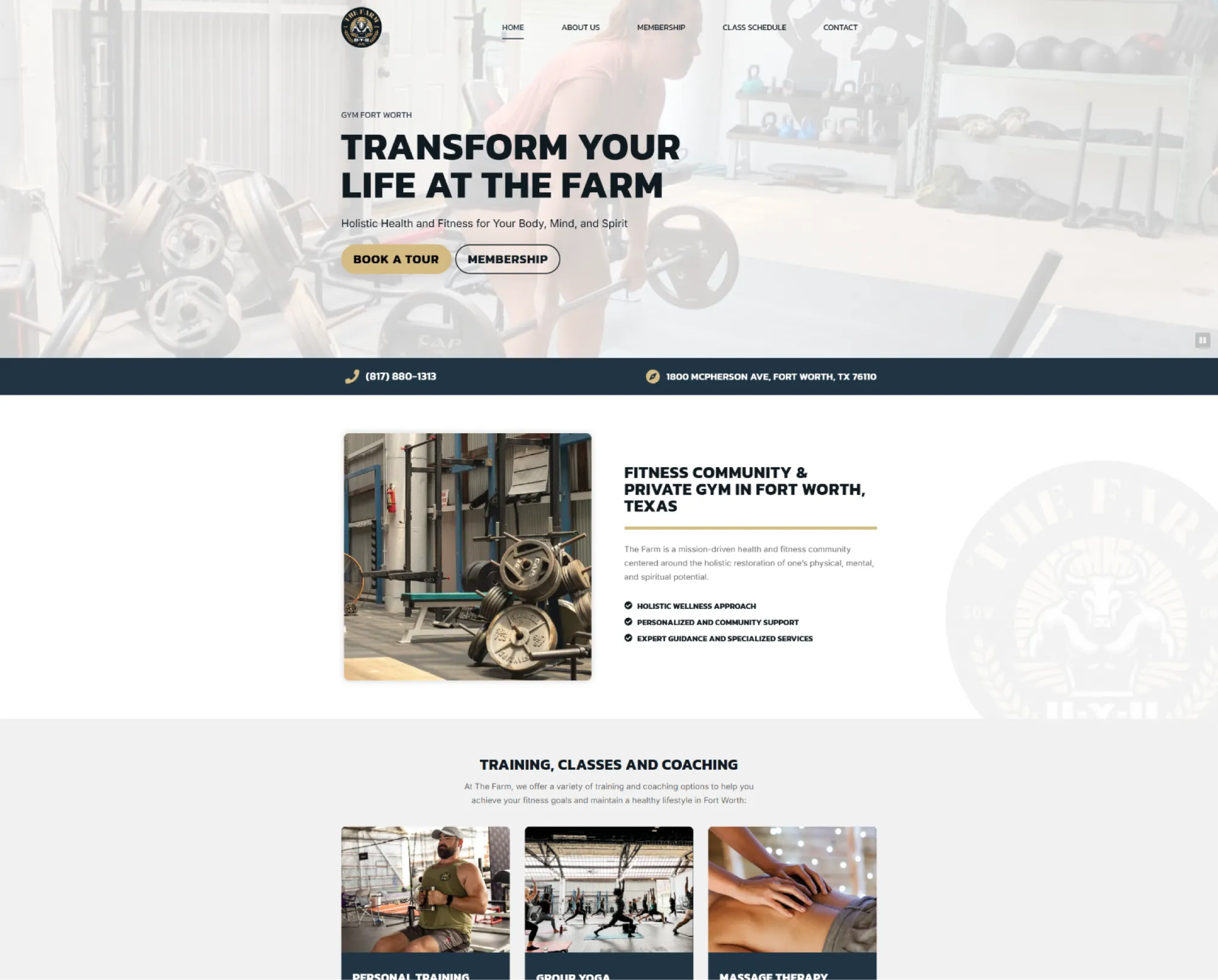 The Farm website design