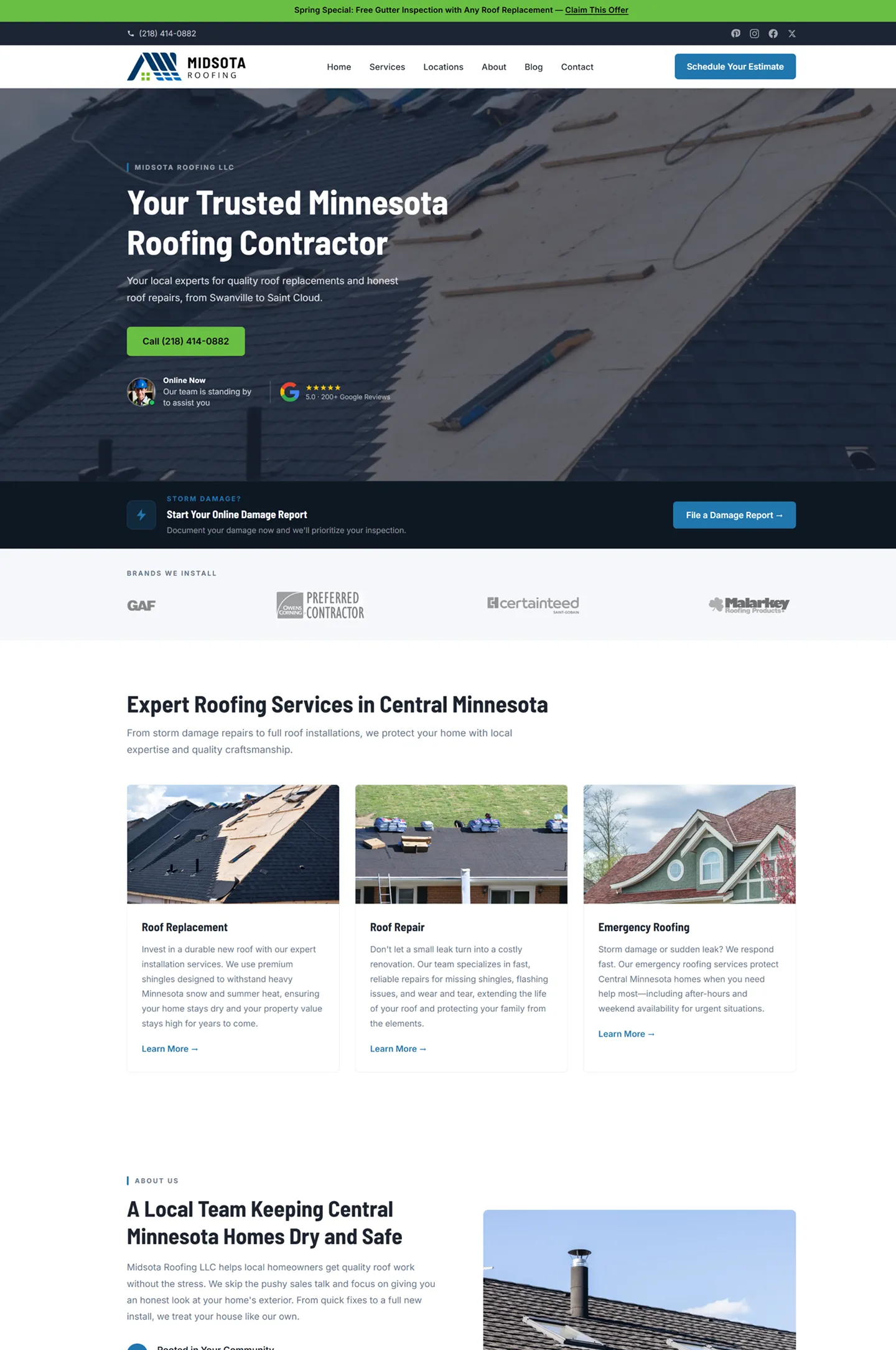 Midsota Roofing Web Design