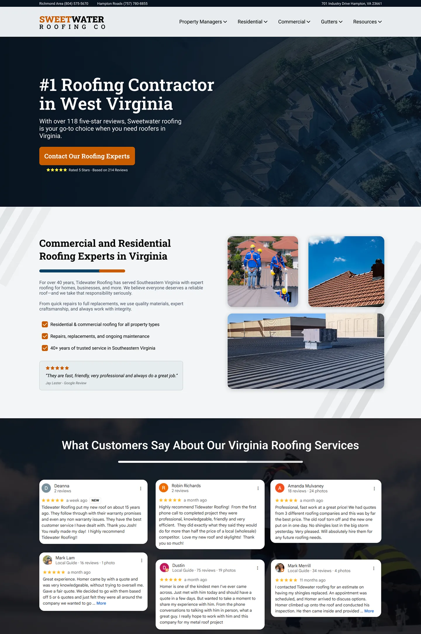 Sweetwater Roofing Co Web Design